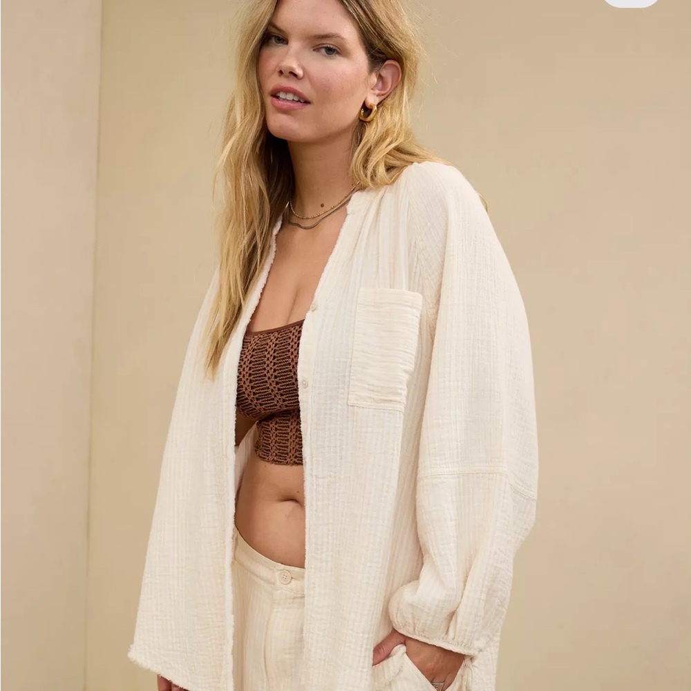 Aerie Daybreak Coverup shirt and Pant Set